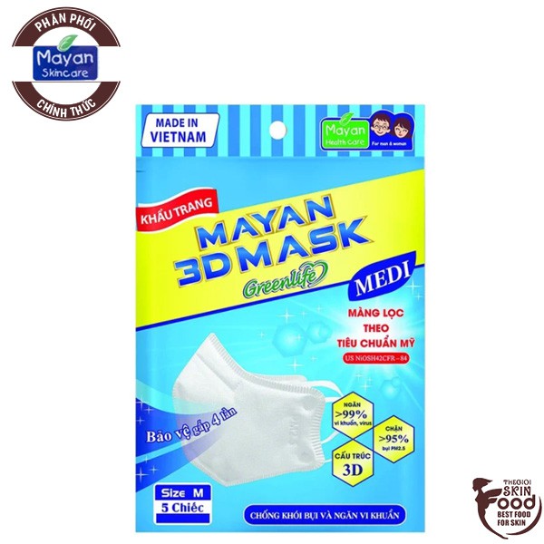 [Túi 5 Cái] Khẩu Trang Đa Năng Mayan PM2.5 3D Mask Medi | BigBuy360 - bigbuy360.vn