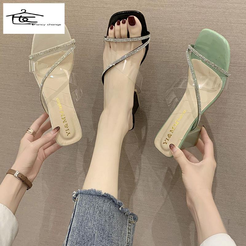 Dép Sandal Đế Dày Hở Ngón Mũi Vuông Phong Cách Hàn Quốc Thời Trang Mùa Hè Hàng Mới 2022 Dành Cho Nữ