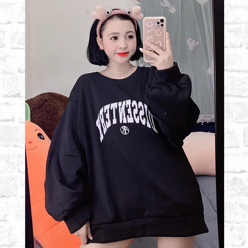 Áo Sweater Nữ Form Rộng, Áo Nỉ Sweater Tay Phồng Form Rộng Chất Nỉ Freesize Dưới 65kg DISSEN TERY