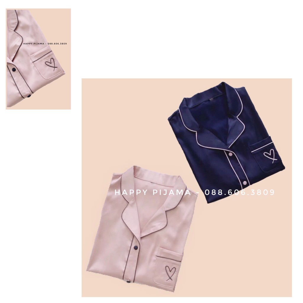 Pijama Lụa Satin ❎ FREE SHIP ❎ Thêu Trái Tim Hàng Cao Cấp | BigBuy360 - bigbuy360.vn