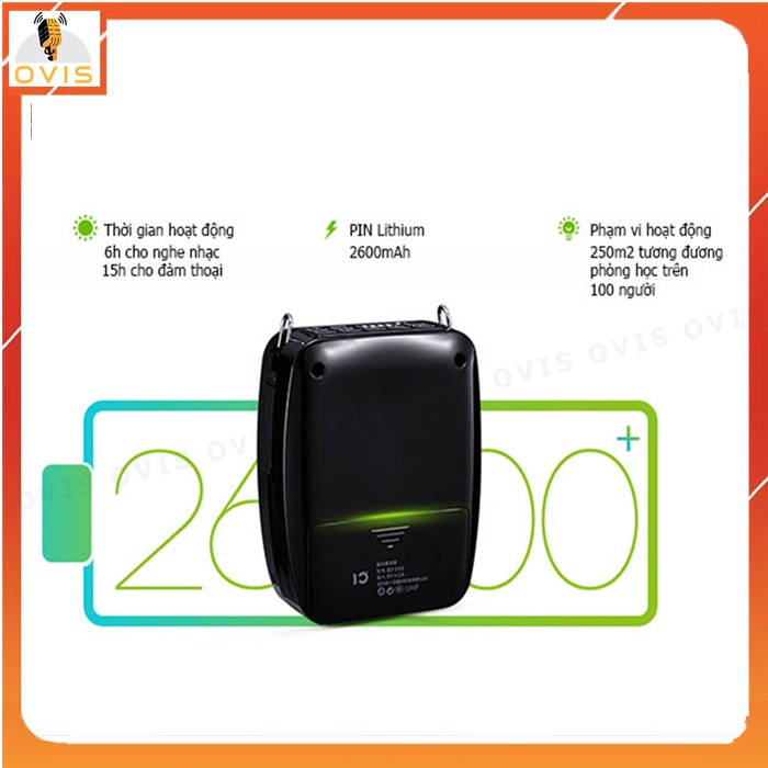 Shidu SD-S92 - Máy Trợ Giảng Không Dây UHF, Buletooth 4.1, Công Suất 25W