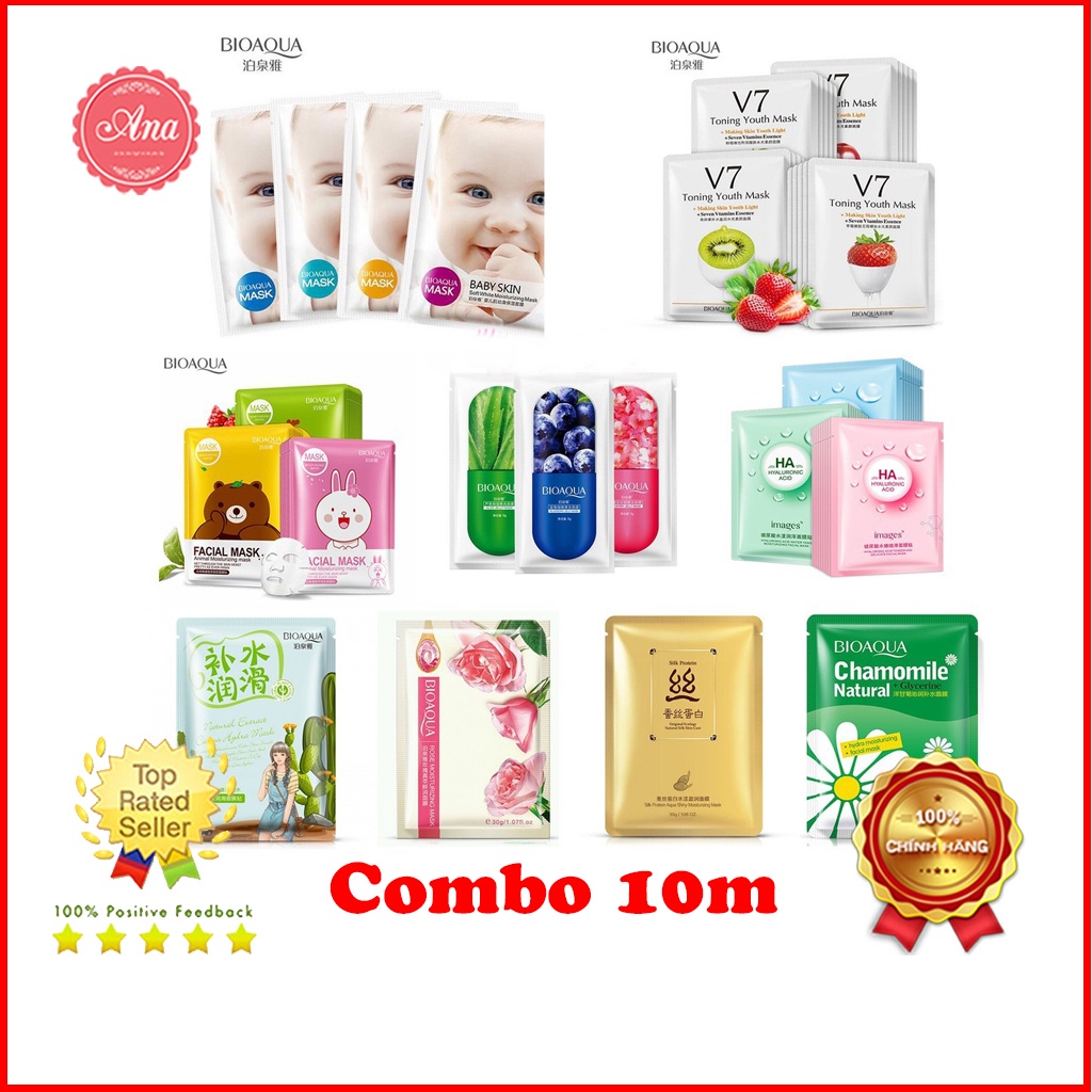 Combo 10 Miếng Mặt Nạ Dưỡng Ẩm Nội Địa Trung Mix Vị