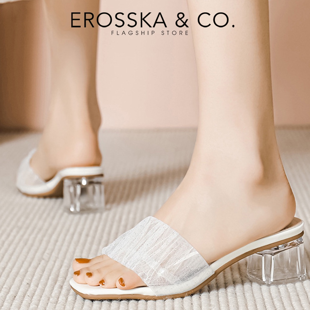 Erosska - Dép cao gót nữ 2022 quai ngang trong sang trọng màu nude - EM098