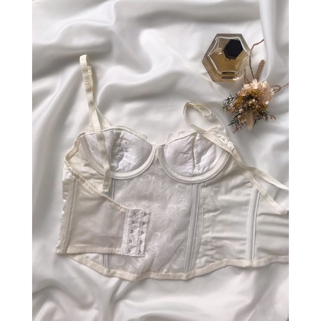 Áo corset trắng ren croptop 2hand
