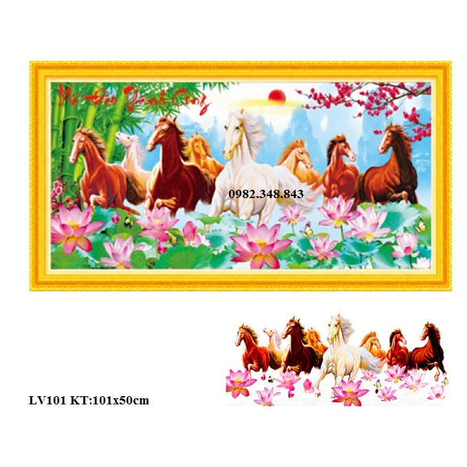 Tranh đính đá mã đáo thành công KT:101x50cm. Tranh gắn đá chưa gắn.