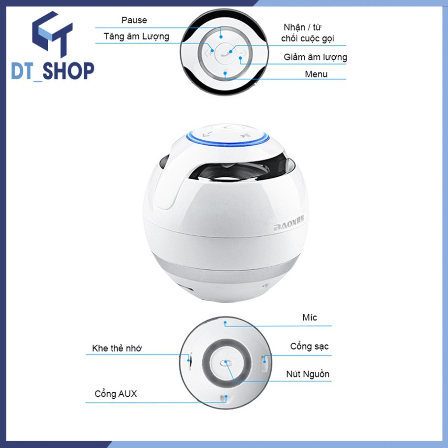 Loa Mini Trứng Bluetooth 360 Di Động Quả Cầu Tròn Hỗ Trợ Cắm Thẻ Nhớ Độc Đáo