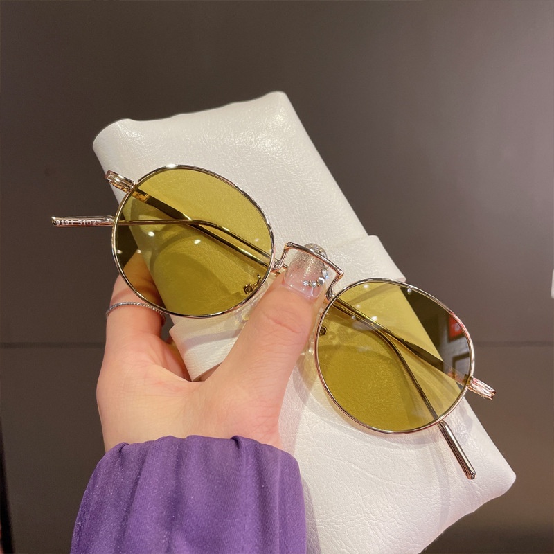 Kính Mát Gọng Tròn Nhỏ Bằng Kim Loại Phong Cách Hàn Quốc Thời Trang