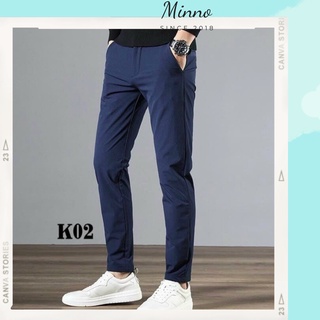 Quần kaki nam basic trơn  chất kaki dày dặn, Co Giãn