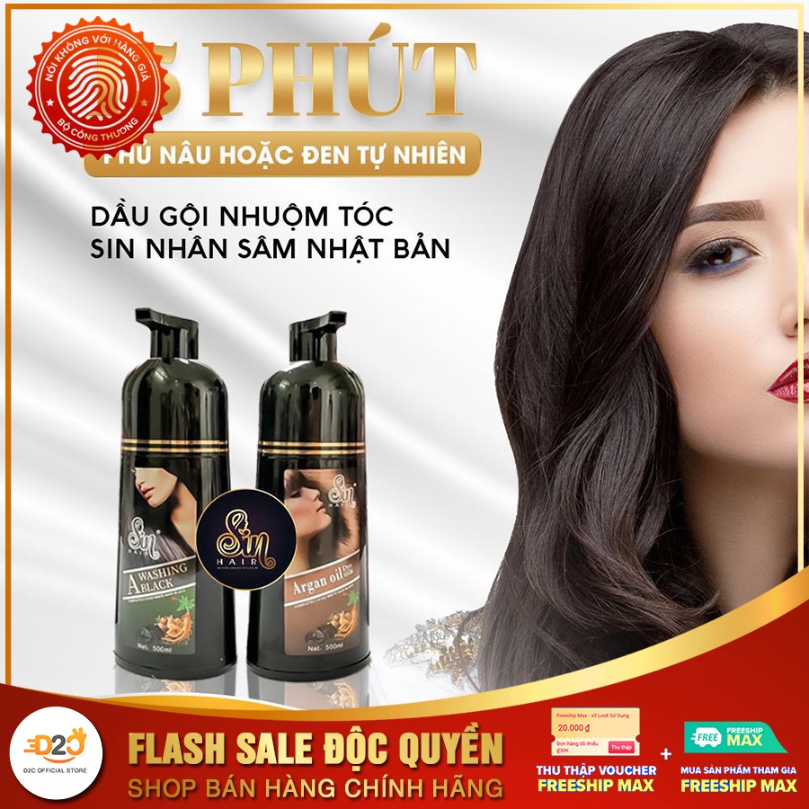 Dầu Gội Phủ Bạc SinHair số 1 Nhật Bản Phủ Bạc Đen Tóc, Nâu Tóc Từ Lần Gội Đầu Tiên, Lên Màu Nhanh Chóng, Lâu Phai Màu