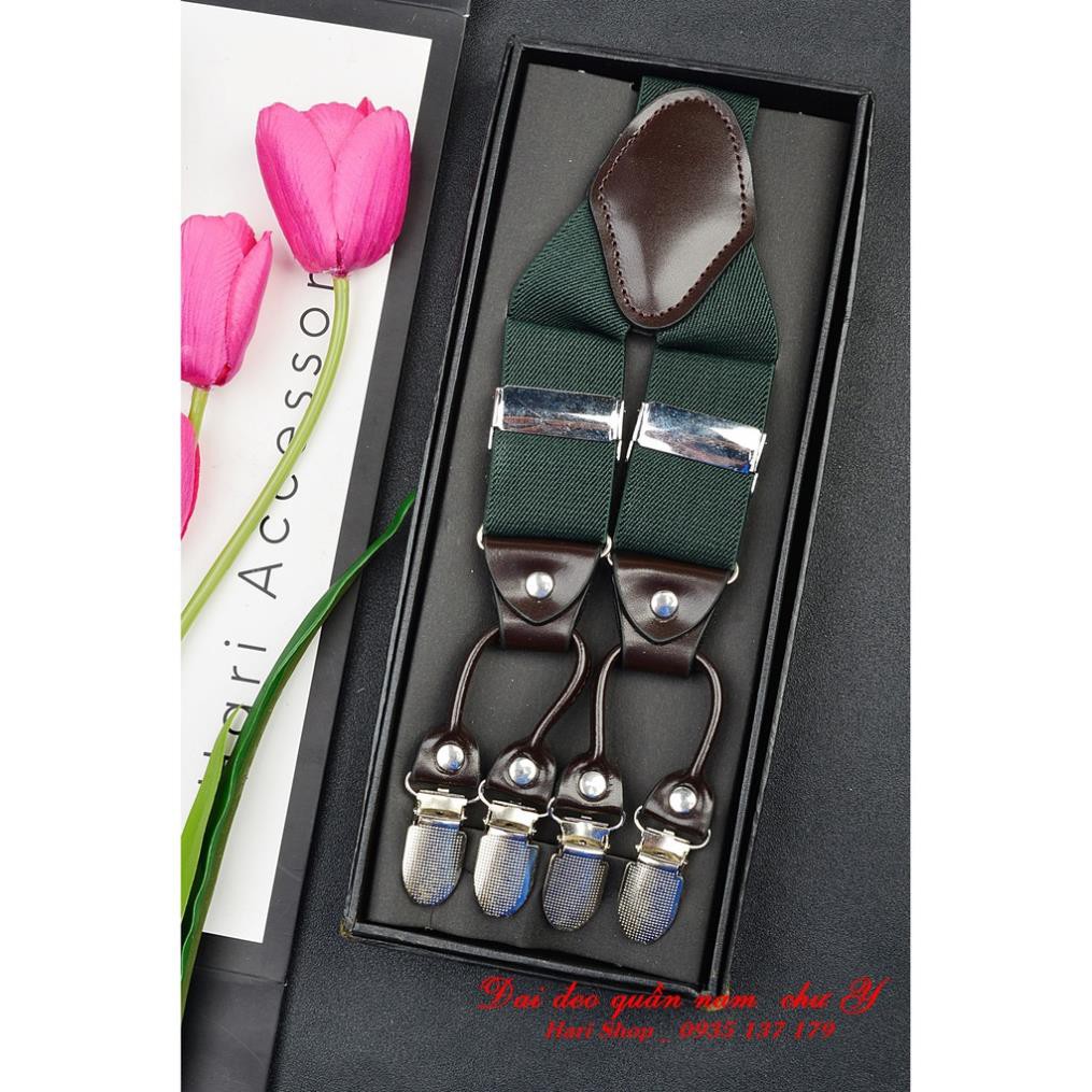 Đai Đeo Quần Nam Chữ Y Cao Cấp 6 Clip 3.5Cm Thun 4 Chiều