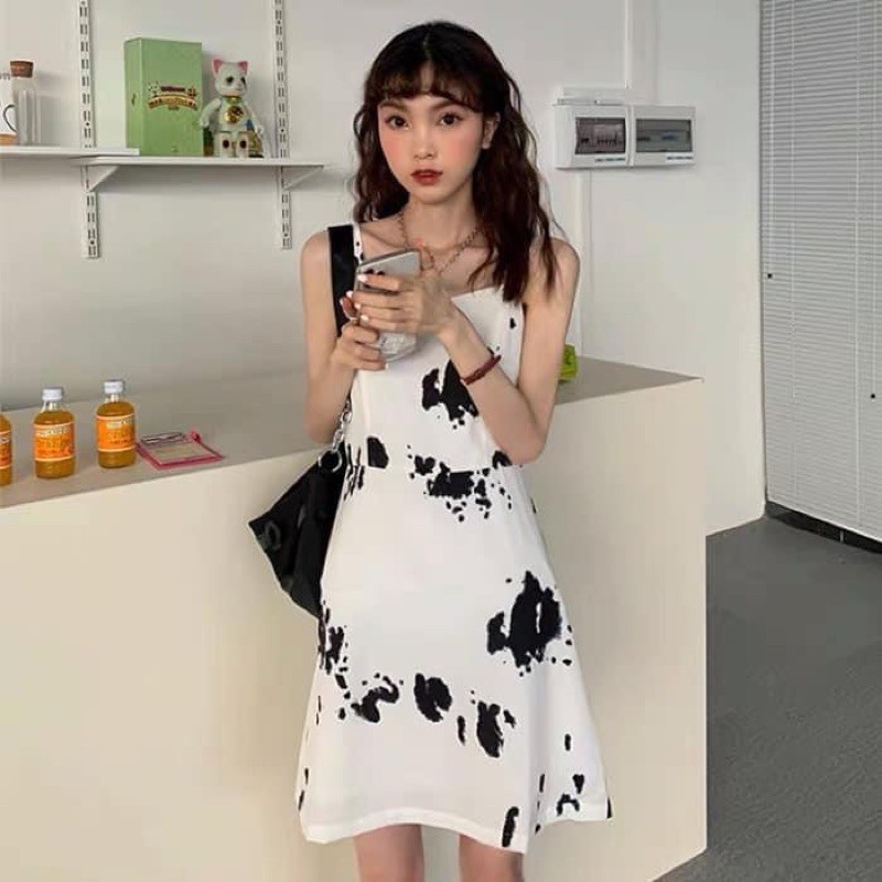 đầm   họa tiết bò sữa hót  nhất  năm