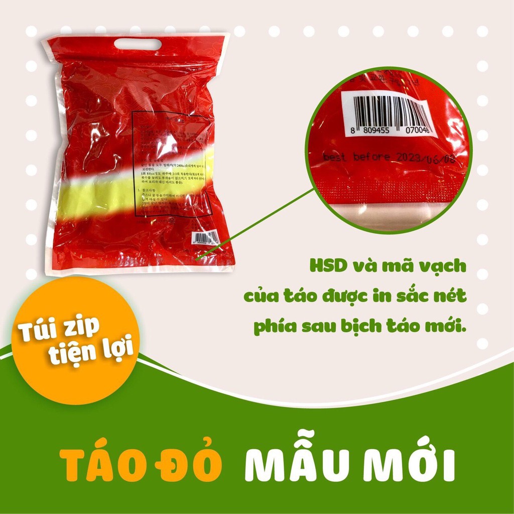 [ CHÍNH HÃNG 100%] Táo đỏ sấy khô Hàn Quốc 500g_RẤT TỐT CHO TIM MẠCH