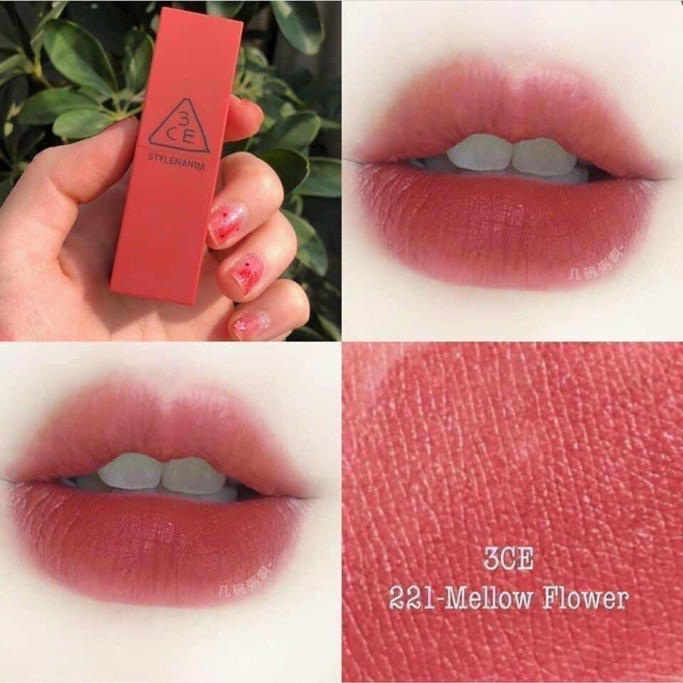 Son lì 3CE Mood Recipe Matte Lip Color Màu MELLOW FLOWER #221 Hồng đất