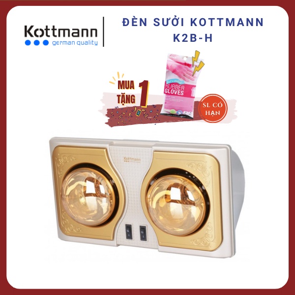 Đèn sưởi Kottmann K2B-H | K3B-H | K2B-Q | K3B-Q | K2B-HW-G - Tặng găng tay cao su tự nhiên Lock