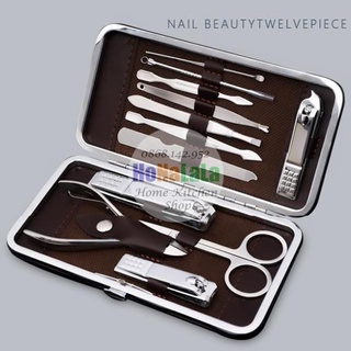 Bộ kìm làm móng đa năng 12 món cao cấp loại lớn l Bộ cắt móng tay 12 món đủ phụ kiện, móc tai, kìm bấm móng tay
