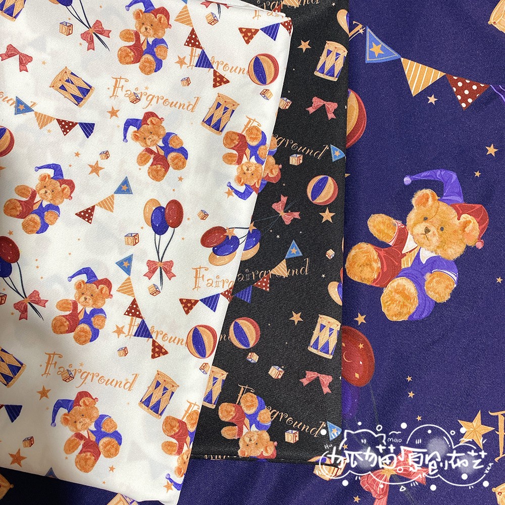 Vải print họa tiết cherry, gấu bông, dâu tây may váy lolita váy bèo công chúa ngọt ngào