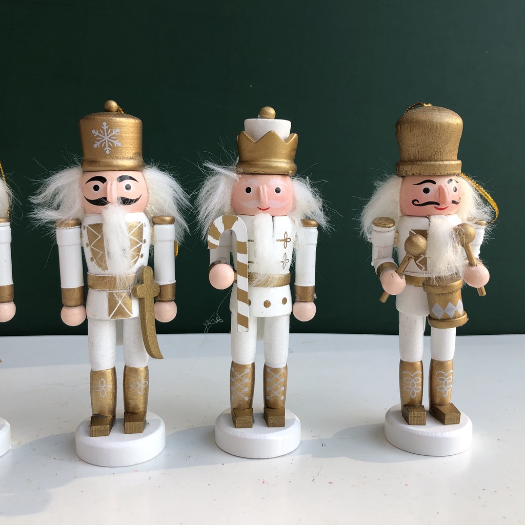 Bộ 5 mô hình chú lính chì gỗ Decor Trang Trí Giáng Sinh - Noel Cao 14cm