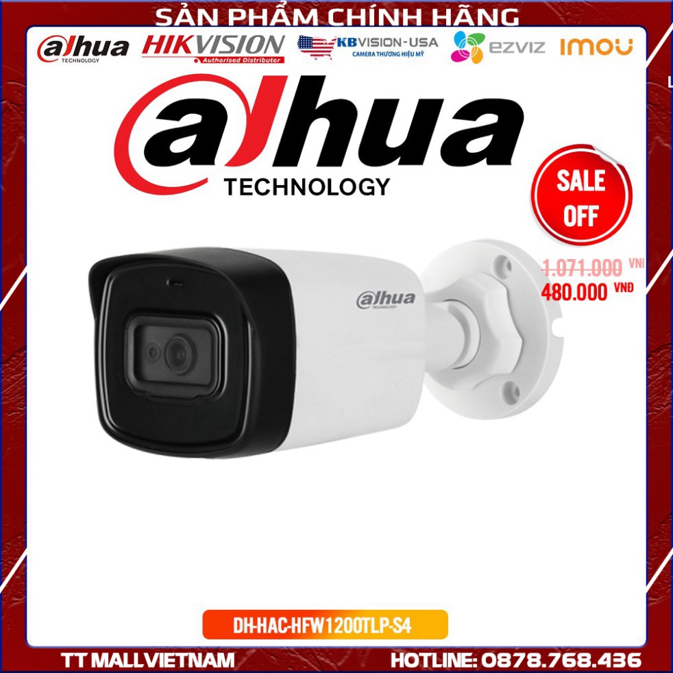 Camera Dahua DH-HAC-HFW1200TLP-S4 2M 1080P Full HD - Bảo hành chính hãng 2 năm