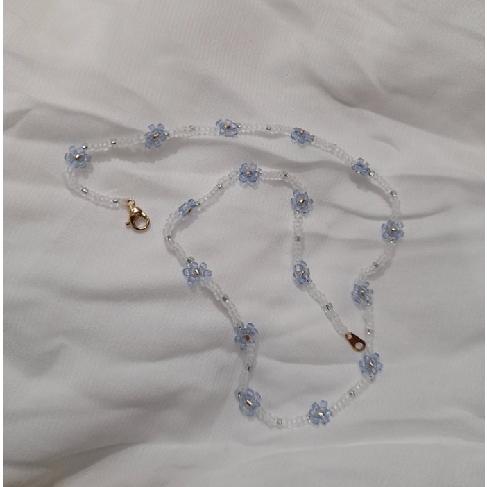 Vòng cổ chocker, vòng tay và nhẫn hạt cườm hình hoa cúc họa mi handmade màu pastel xinh xắn