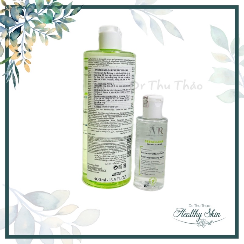 NƯỚC LÀM SẠCH DA, TẨY TRANG LÀM SẠCH DẦU NHỜN SVR SEBIACLEAR EAU MICELLAIRE 75ml/200ml