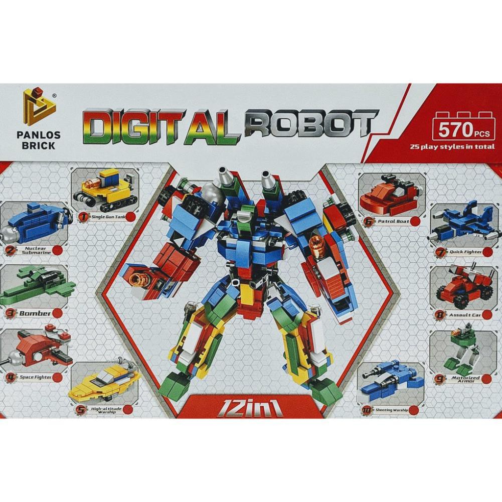 [Khai trương giảm giá] Bộ LEGO 12 trong 1 - 570 miếng ghép - Lắp ráp Robot biến hình và 12 chữ số