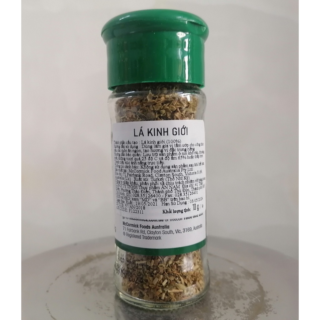 [Lọ nhỏ 10g - OREGANO LEAVES] LÁ KINH GIỚI KHÔ (Gia vị thực phẩm) [Turkey] MCCORMICK (anm-hk)