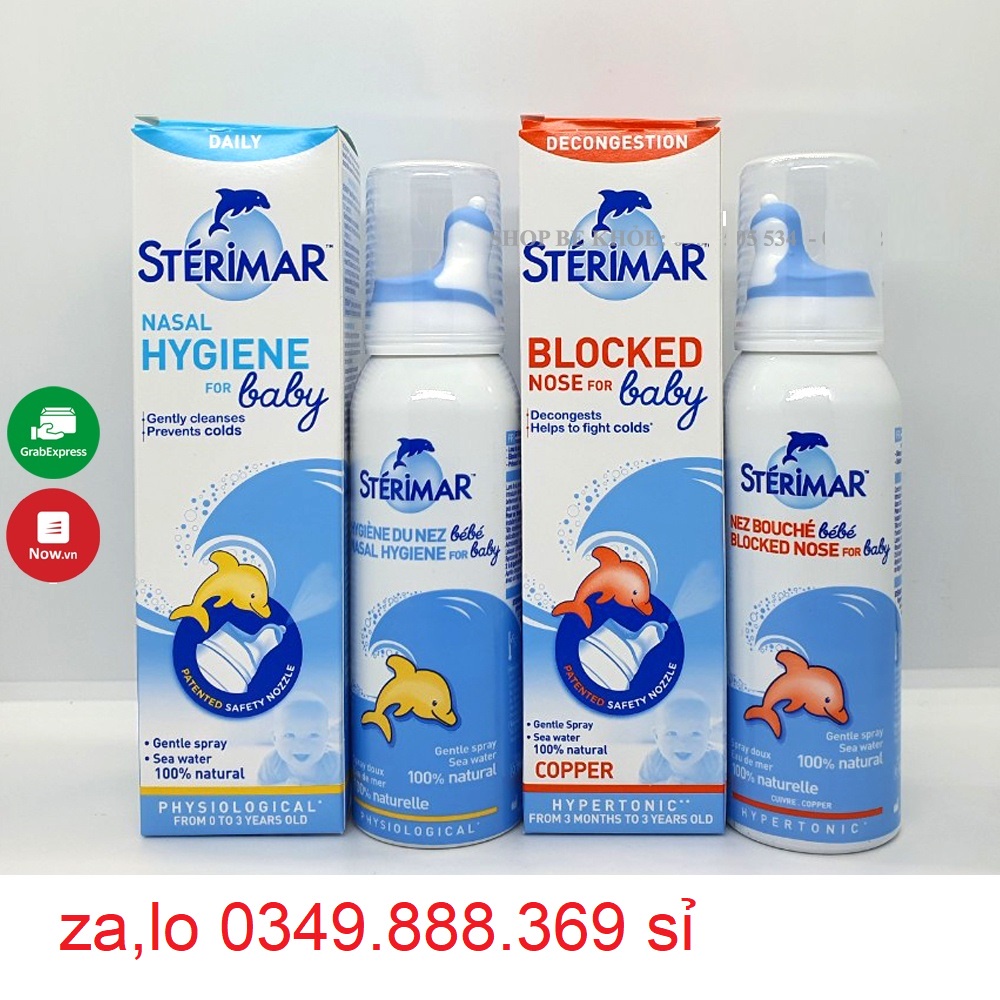 Xịt muối mũi Sterimar nước biển sâu xịt mũi cá heo vàng, cam Sterimar pháp 50 ml