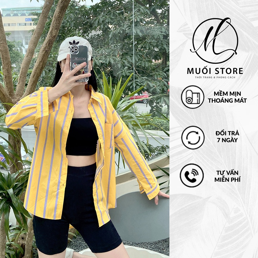Áo Sơ Mi Kẻ Vàng Chất Liệu Cotton Thoáng Mát Dễ Chịu  - TA001