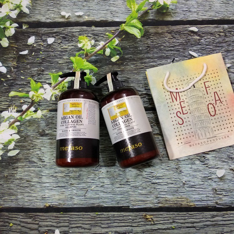 Dầu Gội và Xả Mefaso argan oil collagen 750ml mới