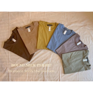 Áo thun cổ tròn basic vải cotton dày dặn, co giãn, tay ngắn