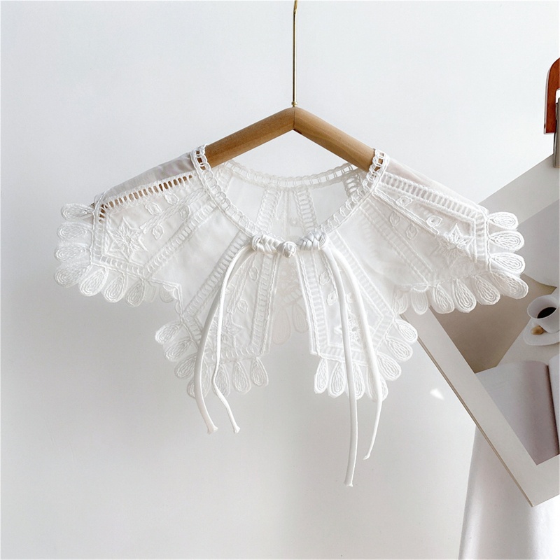 Cổ Áo Rời Thêu Họa Tiết Màu Trắng Dành Cho Nữ