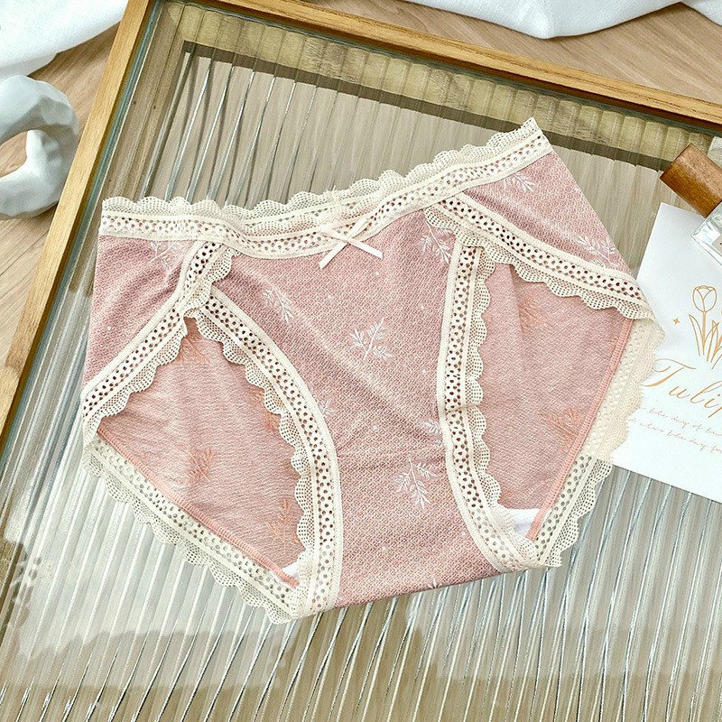 Quần Lót Cotton Viền Ren In Hoa Siêu Mềm 5552