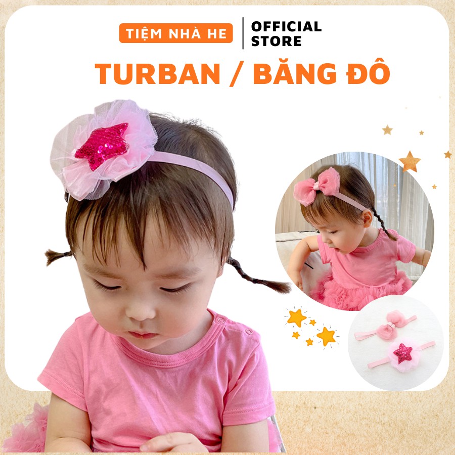 Băng Đô Turban Cho Bé Gái Sơ Sinh Cài Tóc Thời Trang Hàn Quốc Cute Dễ Thương