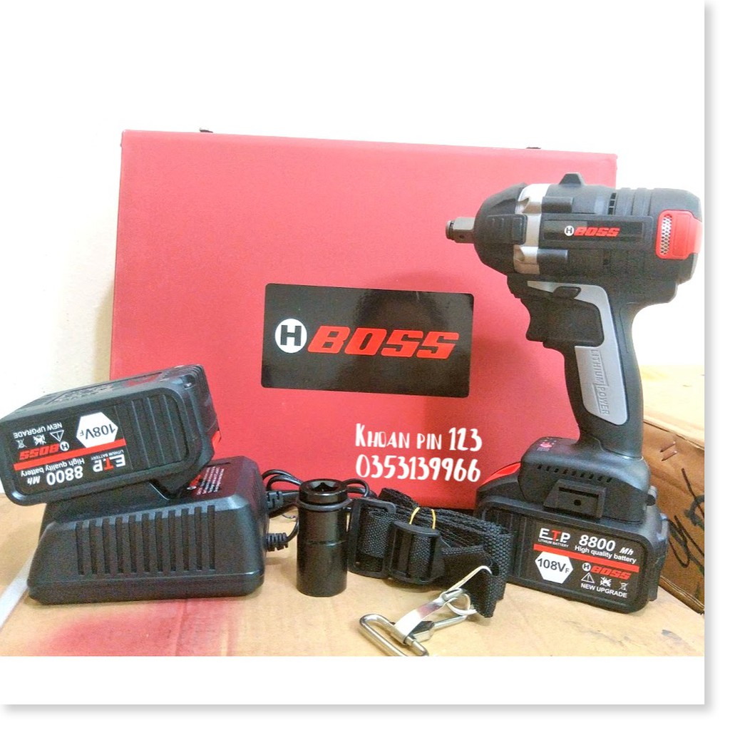 Máy siết bulong không chổi than 2 in 1 hộp kim loại chống va đập Boss bảo hành 6 tháng