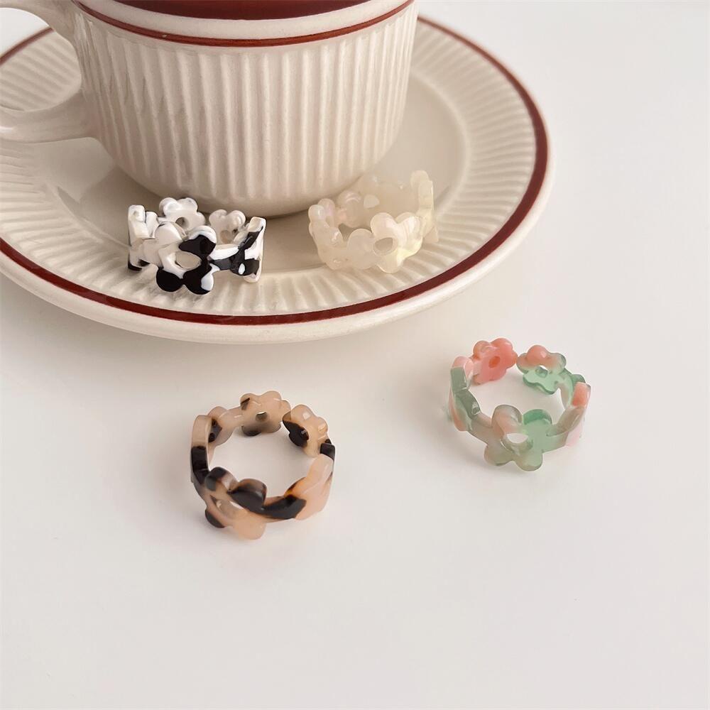 Nhẫn Nhựa Resin Hở Họa Tiết Hình Học Màu Sắc Kẹo Ngọt Phong Cách Hàn Quốc Cho Nữ