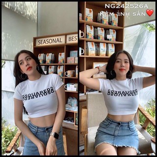 Áo croptop in chữ ngược