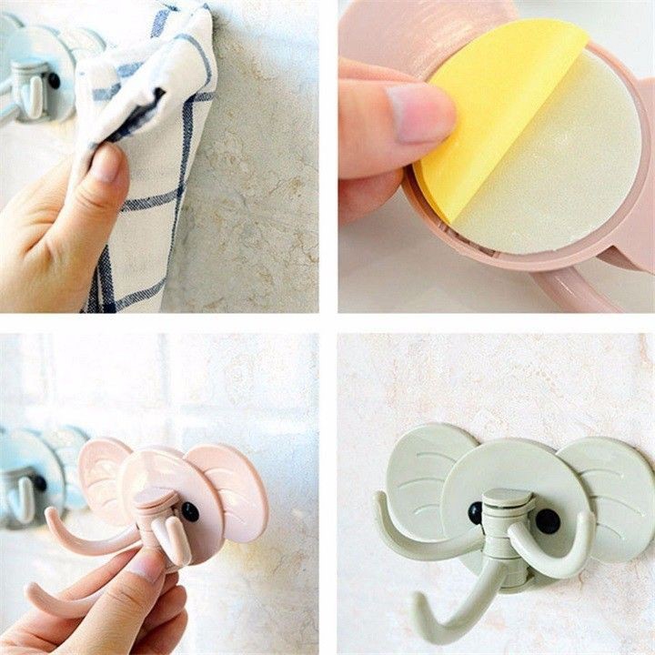 Móc Dán Tường Chắc Chắn 3 Vòi Hình Con Coi Siêu Dễ Thương