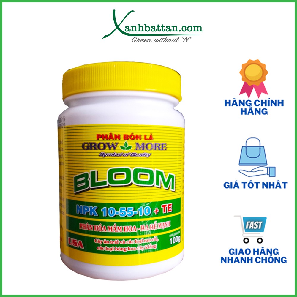 Phân bón lá kích thích ra hoa cho lan GROWMORE Bloom 10-55-10 100 Gram