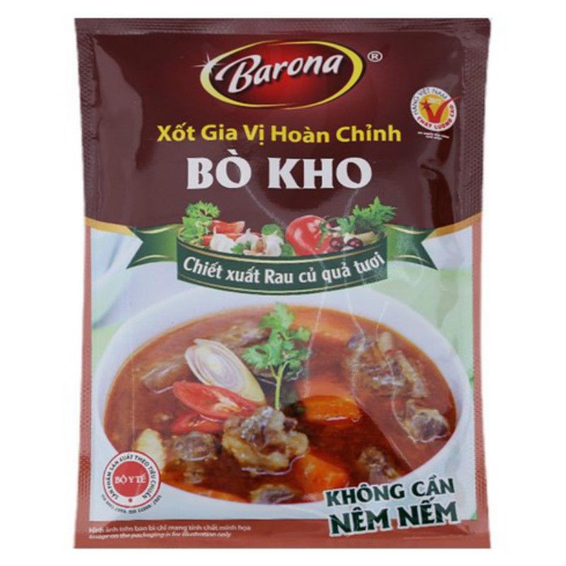 Combo 2  Sốt Gia Vị Hoàn Chỉnh Bò Kho Barona 80G