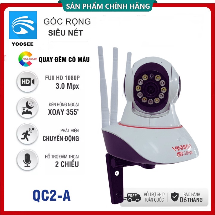 Camera WIFI Yoosee 2 mắt 5.0MP | 1 mắt 3.0MP trong nhà, Quay đêm có màu, Siêu nét Góc Rộng, Đàm thoại, Xoay 355°