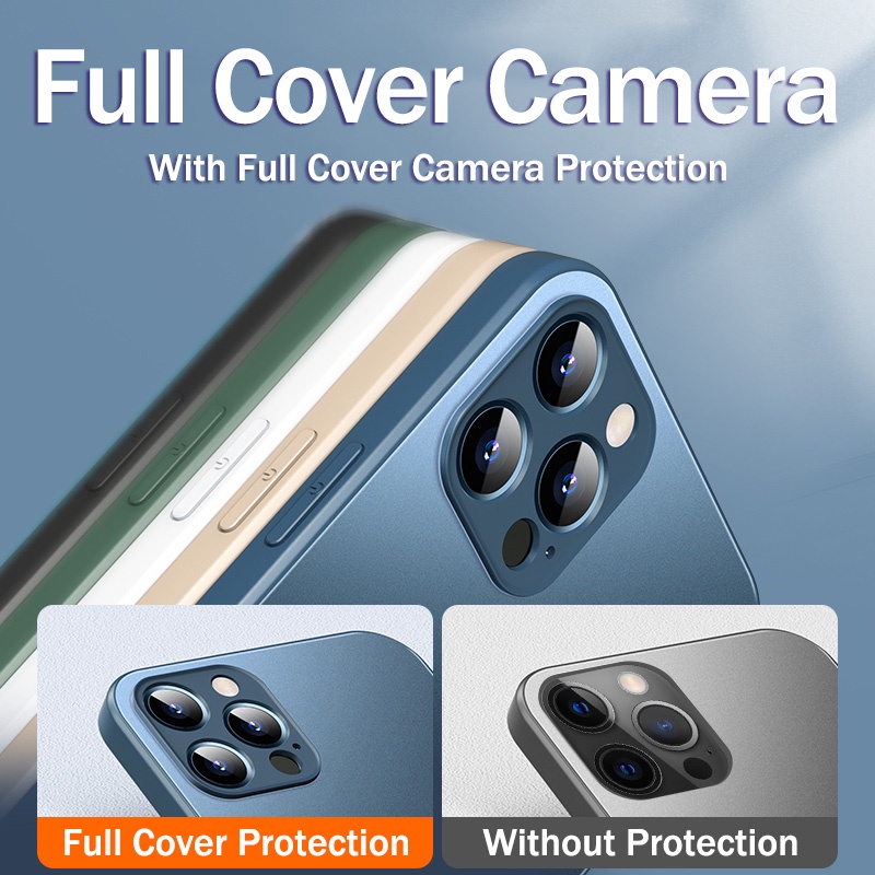 Ốp Điện Thoại Kính Cường Lực Cứng Chống Sốc Viền Vuông Cho iPhone 14 13 12 11 Pro Max XS XR X 8 7 Plus + SE 2020
