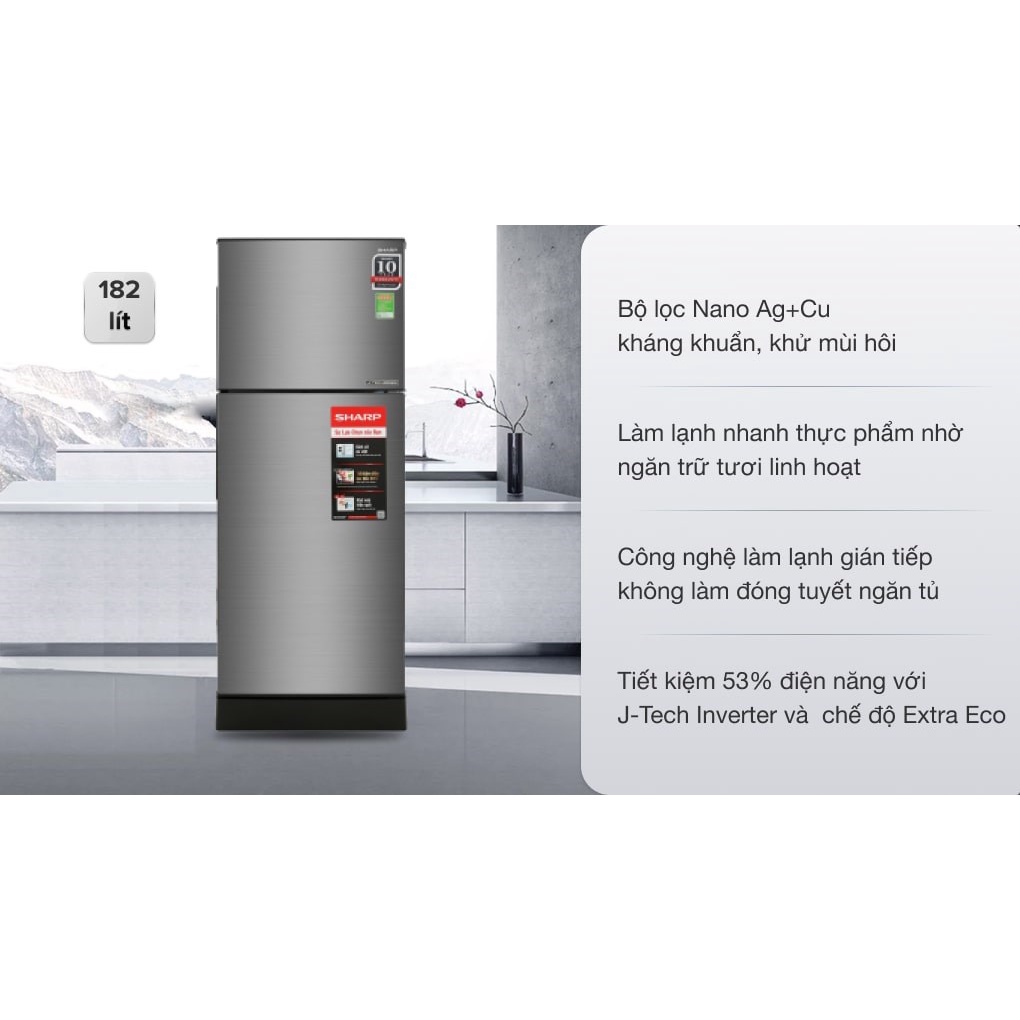 Tủ lạnh Sharp Inverter 182 lít SJ-X201E-DS - Showroom.tivi.tphcm
