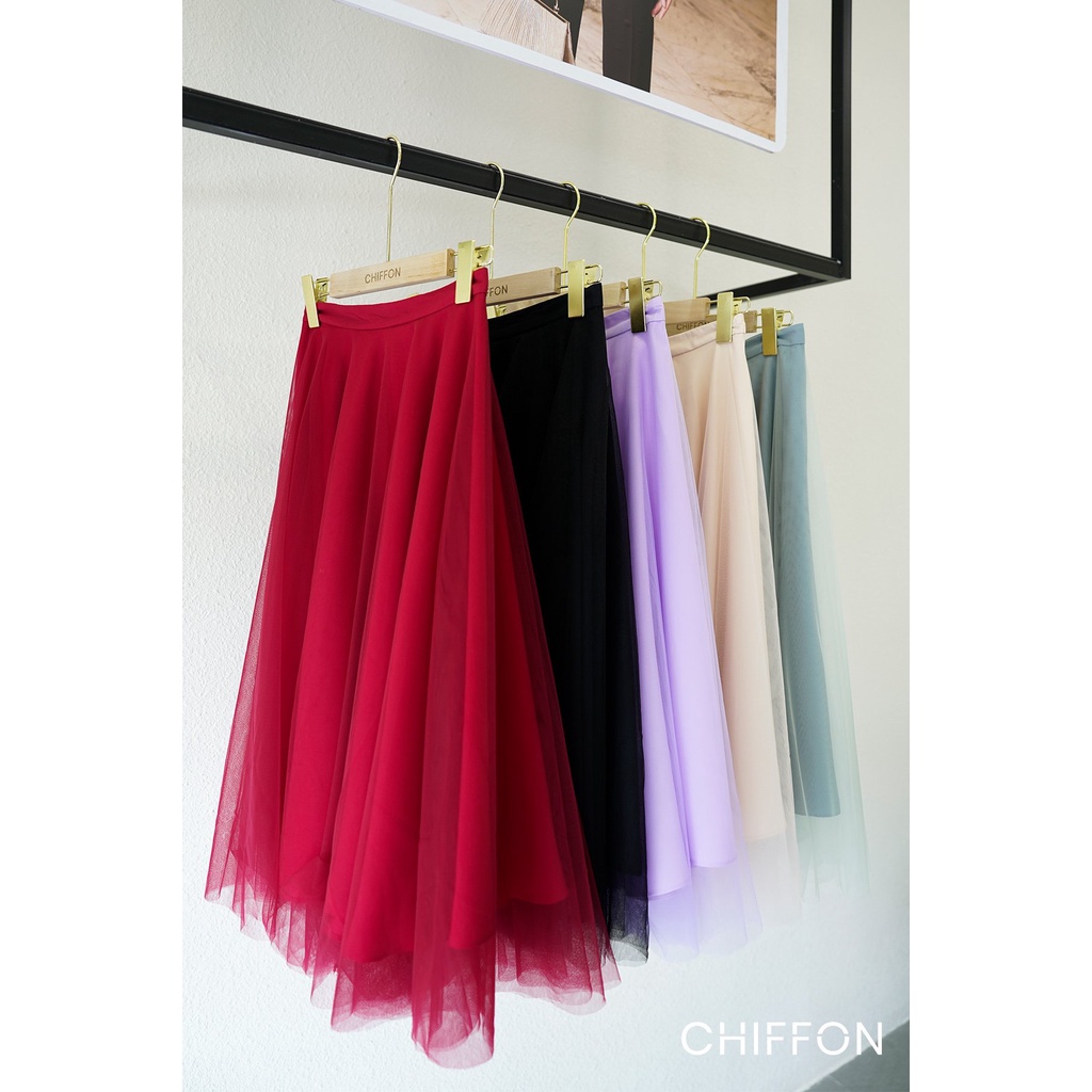 [Mã FADEP2212 giảm 10k đơn từ 99k] Chân váy dáng xòe phối lưới 3 lớp cao cấp thiết kế by Chiffon