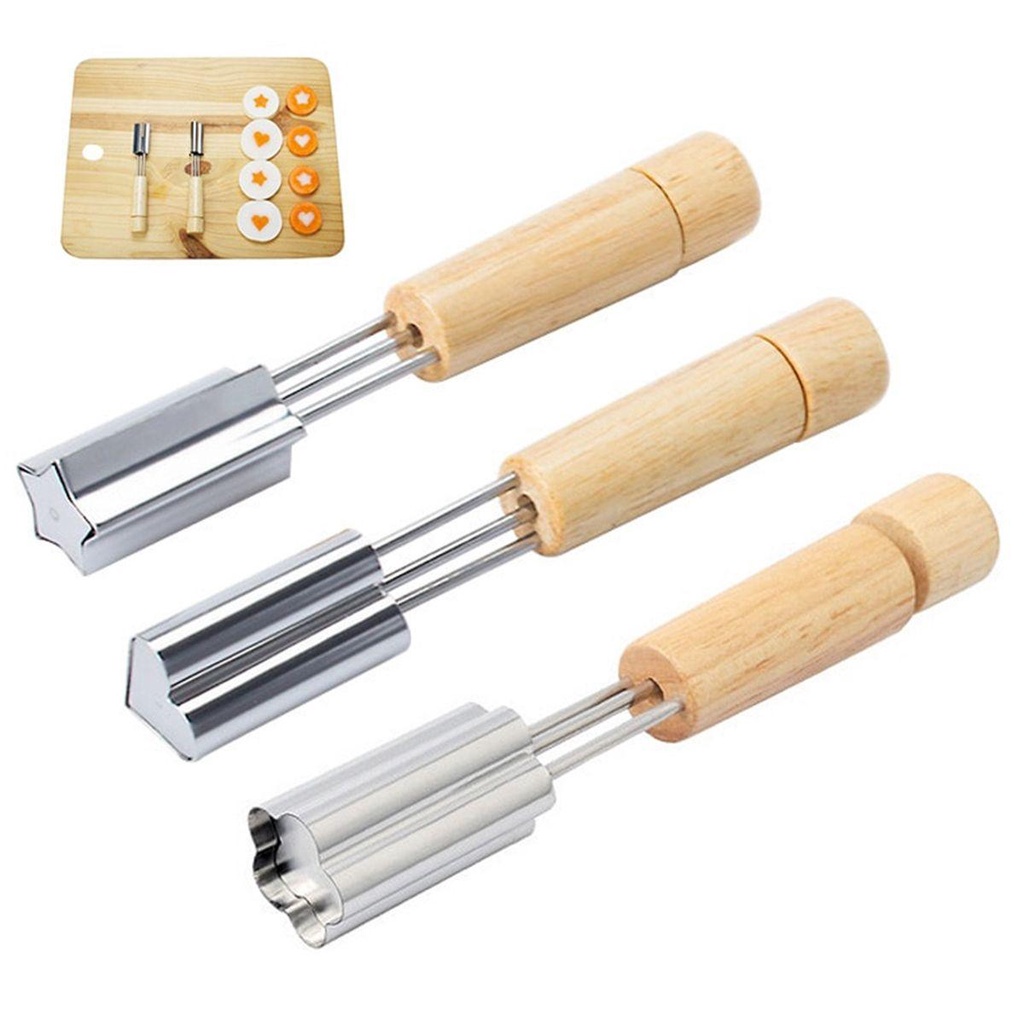 Khuôn Làm Bánh Quy Bằng Thép Không Gỉ Tay Cầm Bằng Gỗ DIY