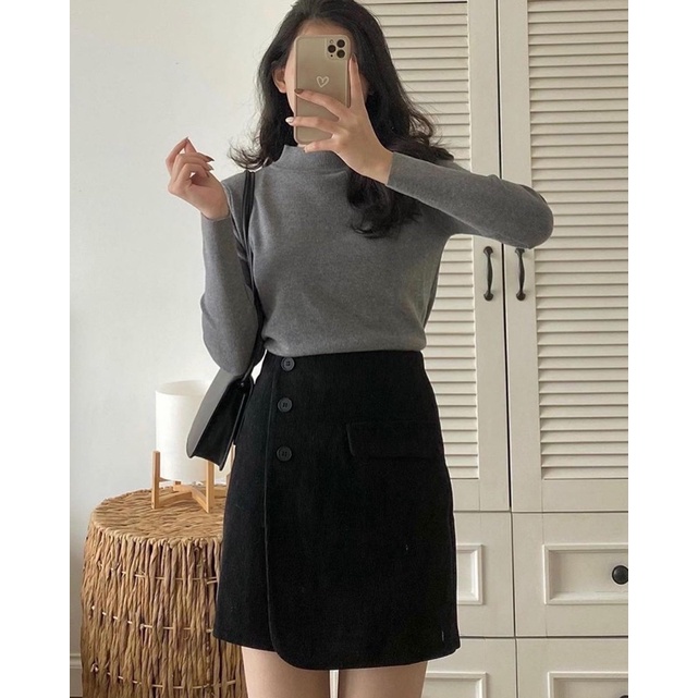 Áo len nữ dài tay basic màu đen/trắng/be/nâu/xanh/nude cổ 3cm chất đẹp free size phong cách Hàn Quốc NEW 2021 | BigBuy360 - bigbuy360.vn