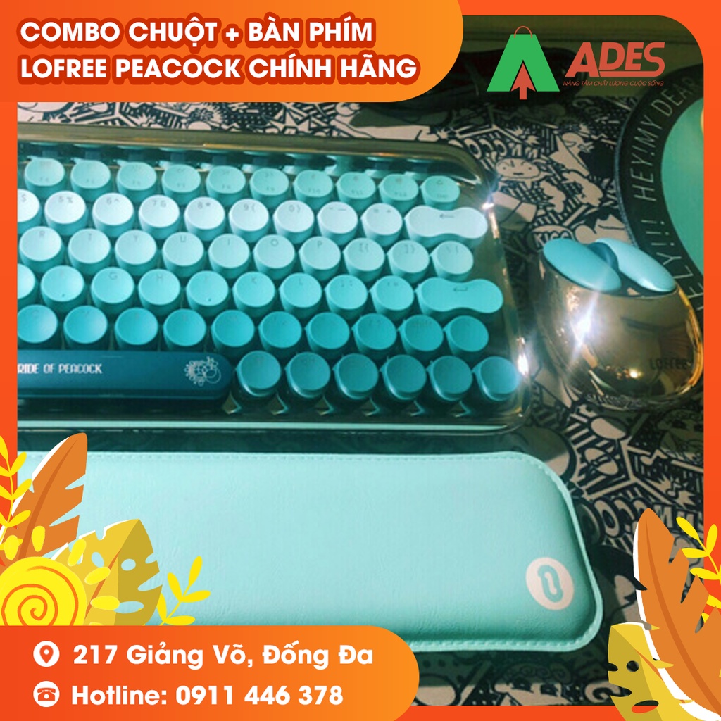Combo Chuột + Bàn phím Lofree peacock màu xanh khổng tước - Bảo hành 12 tháng