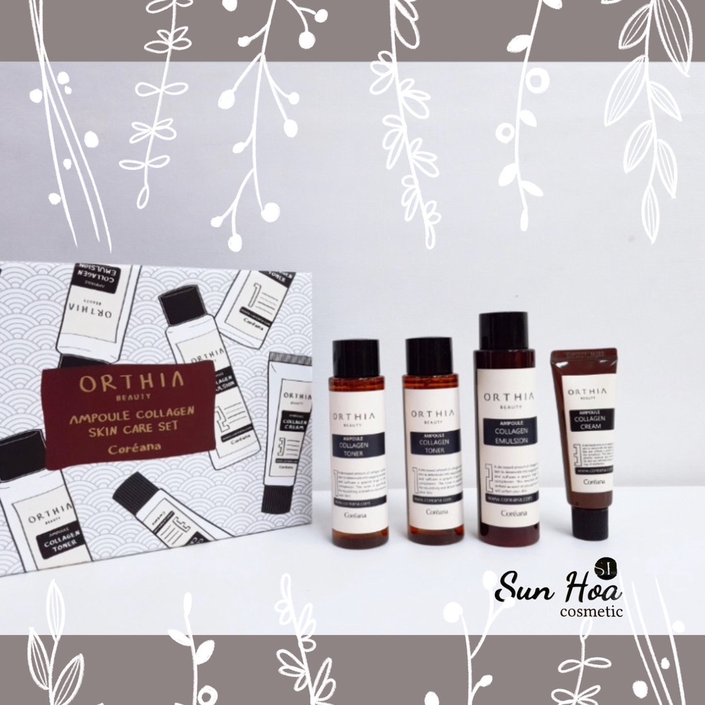 Bộ Dưỡng Chống Lão Hoá Collagen Cao Cấp Coreana ORTHIA Ampoule Collagen Skin Care Set