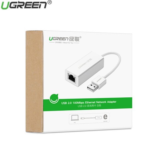 USB 2.0 to Lan RJ45 UGREEN 20253 Dành cho PC, Macbook - Hàng Chính Hãng