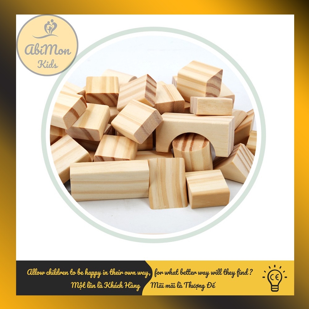 Bộ Xếp Hình Gỗ Xây Dựng Cho Bé (42 chi tiết) ☘️ Montessori cao cấp ✨ (Đồ chơi Gỗ - Giáo Dục - An toàn - Thông minh)