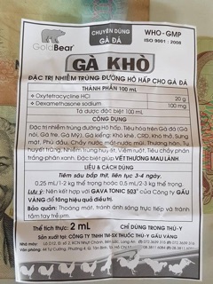 GÀ KHÒ 2ml CHUYÊN DÙNG CHO GÀ ĐÁ.